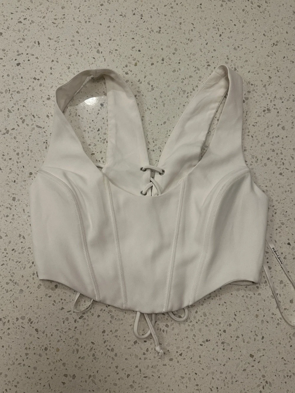 For Love & Lemons Nomi Ivory Lace-Up Corset Top size M NWOT